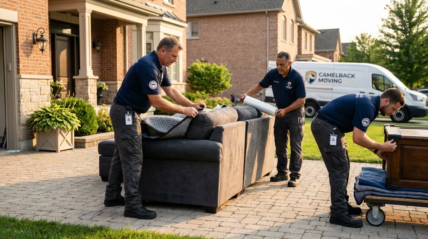 Large estate moving crew wrapping furniture in Stanleytown, VA